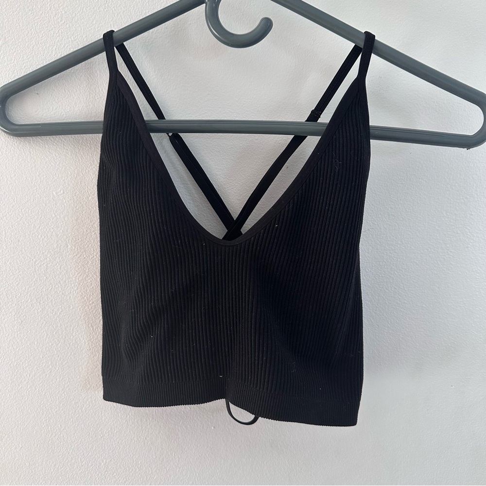 Aerie Black Ribbed Women's Top